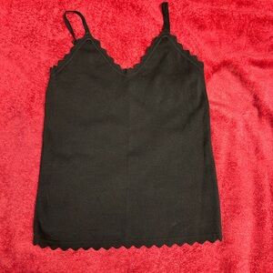 BiBi Black Scalloped Edge sweater tank Top